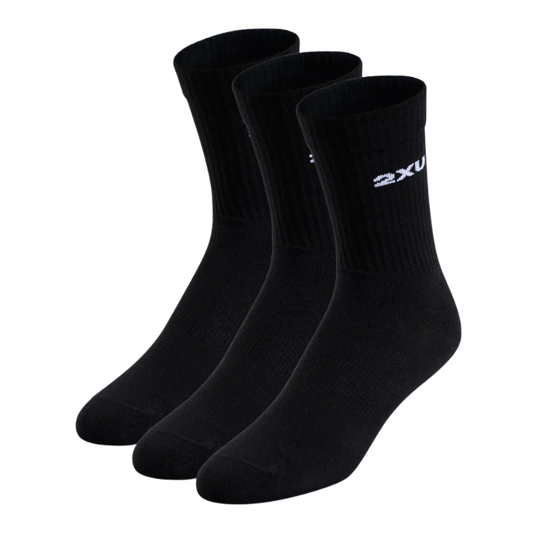 2XU - Cotton Crew Socks 3 Pack - Black/White
