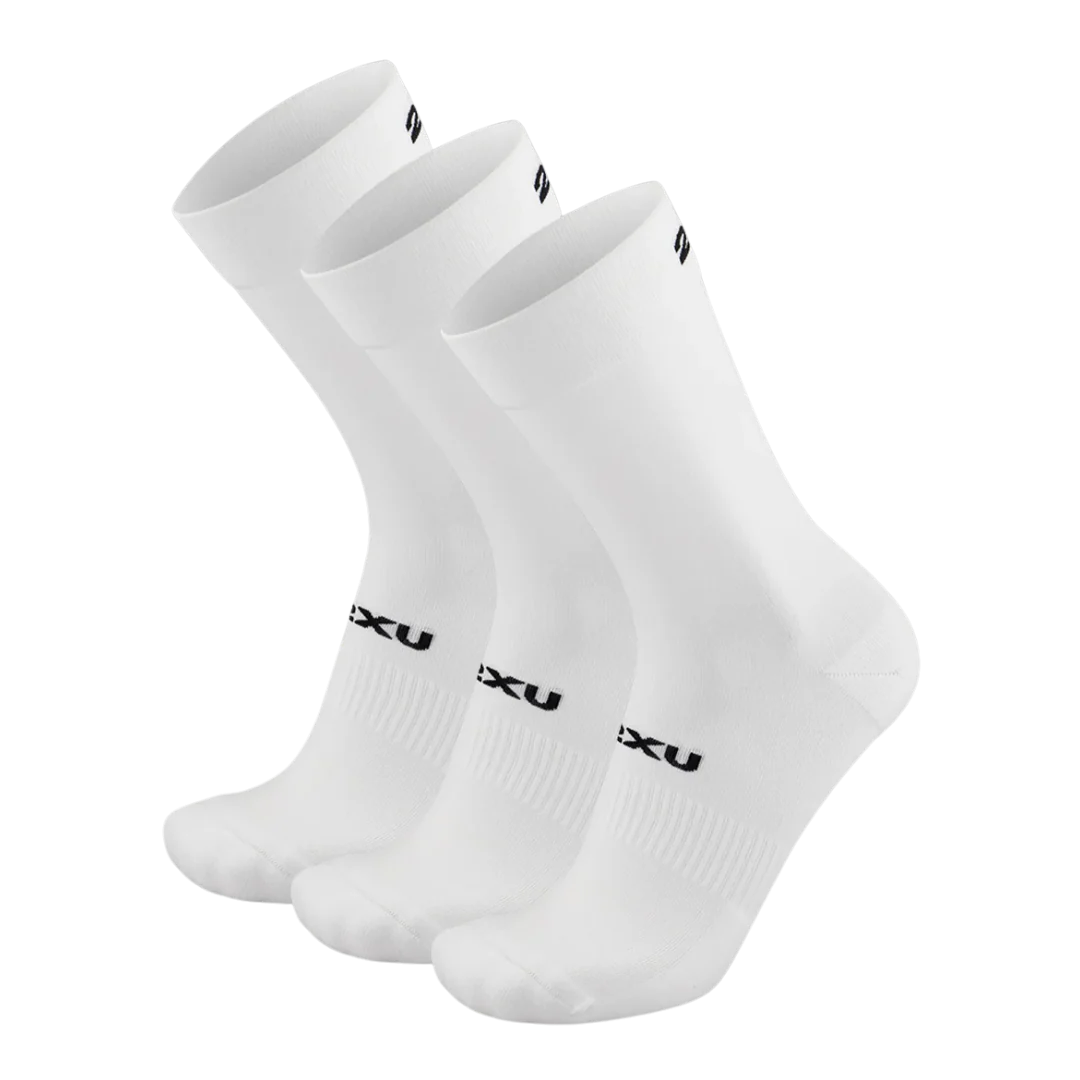 2XU - Crew Socks 3 Pack - White/Black