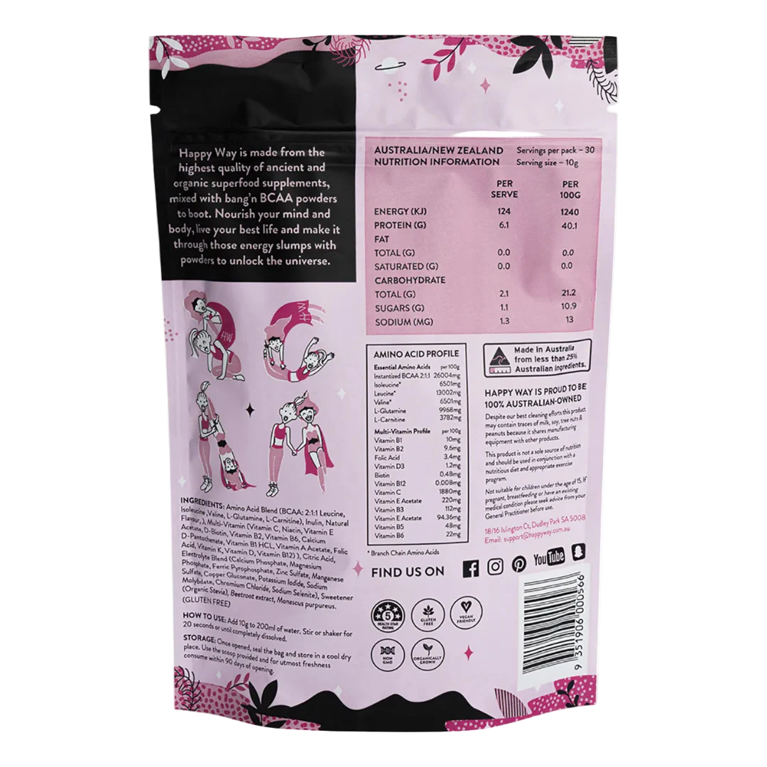 Happy Way - BCAA Powder 300g - Raspberry - Image 2