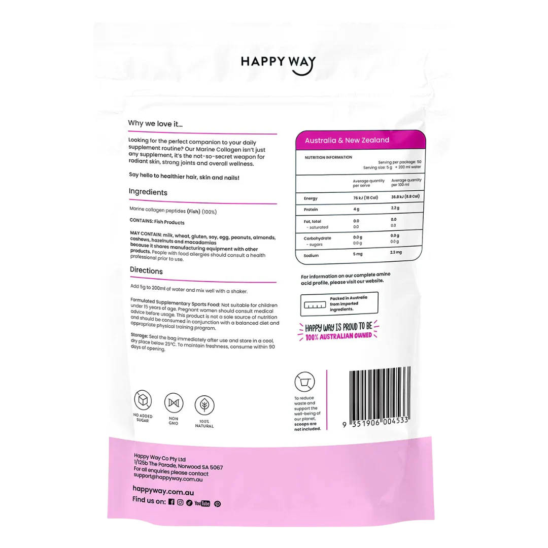 Happy Way - Marine Collagen Powder 250g - Unflavoured - Image 2