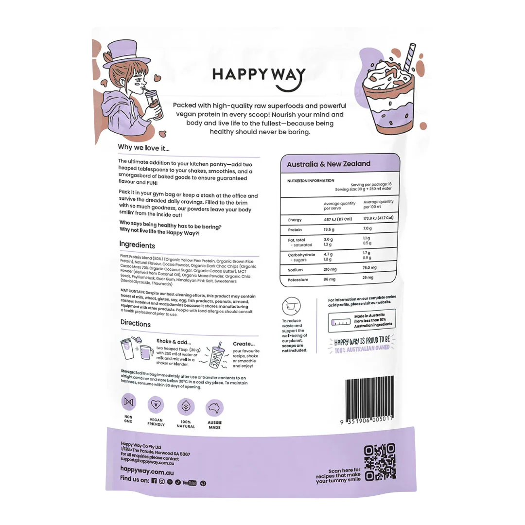 Happy Way - Vegan Protein Powder 500g - Double Choc Chip - Image 2