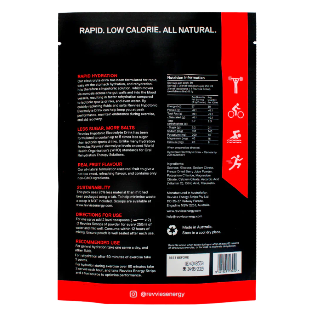 Revvies Hydration - Hypotonic Electrolyte Drink - Wild Berry - Image 2