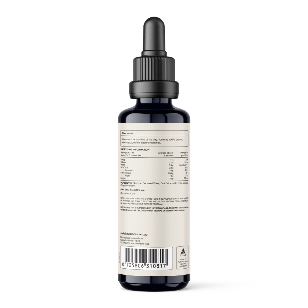 Switch Nutrition - Double Strength Liquid Mushroom Extract - Chaga - Image 2