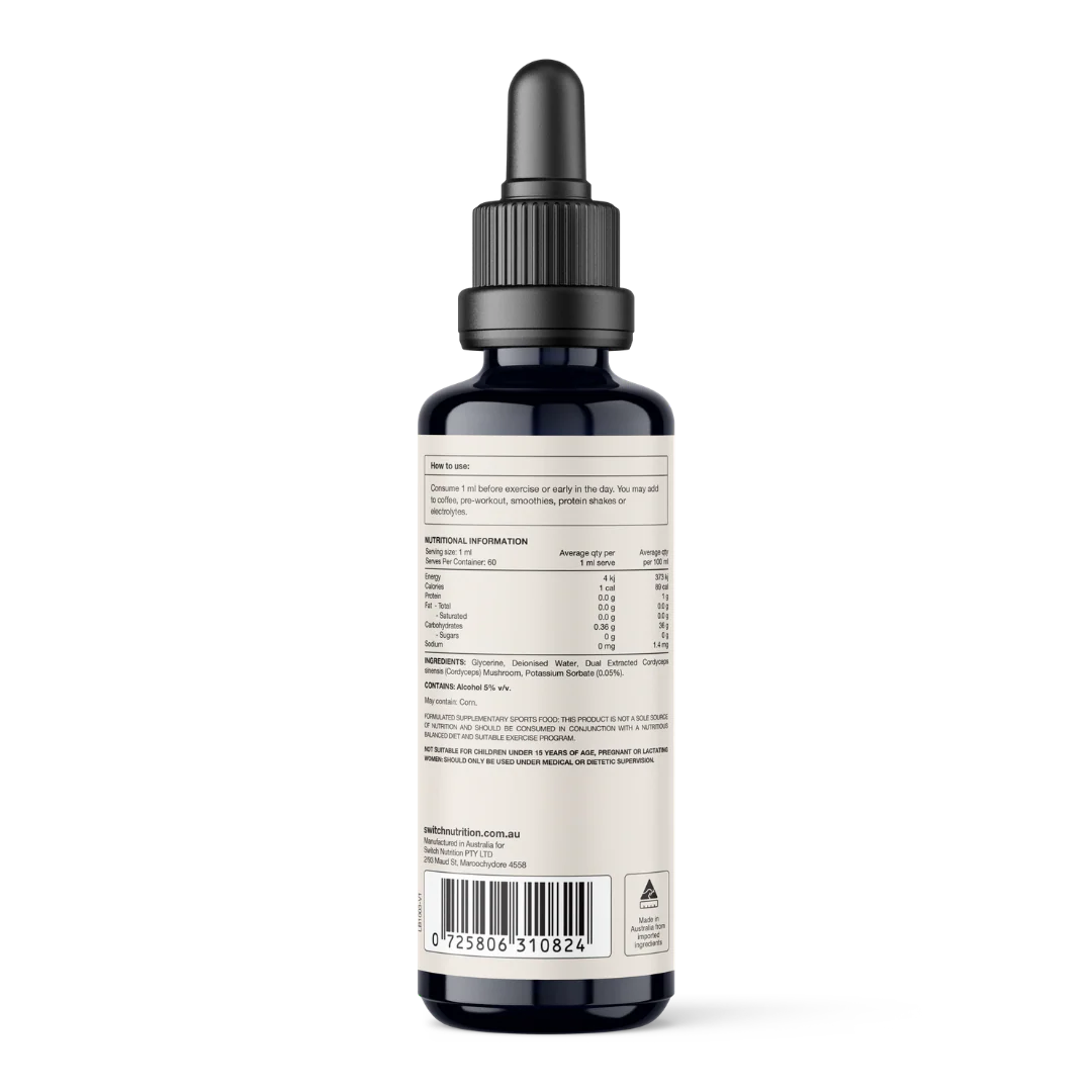 Switch Nutrition - Double Strength Liquid Mushroom Extract - Cordyceps - Image 2