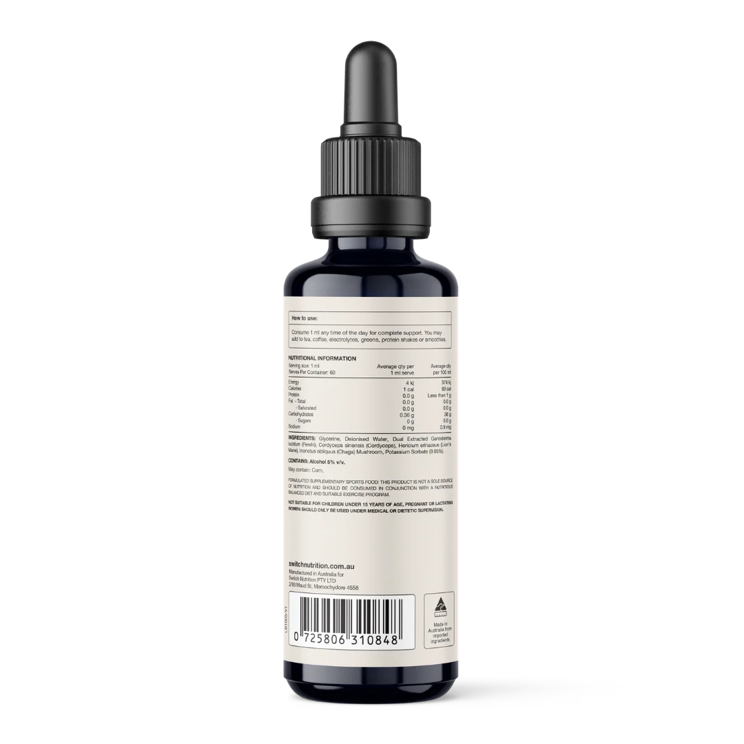 Switch Nutrition - Double Strength Liquid Mushroom Extract - Four Blend - Image 2